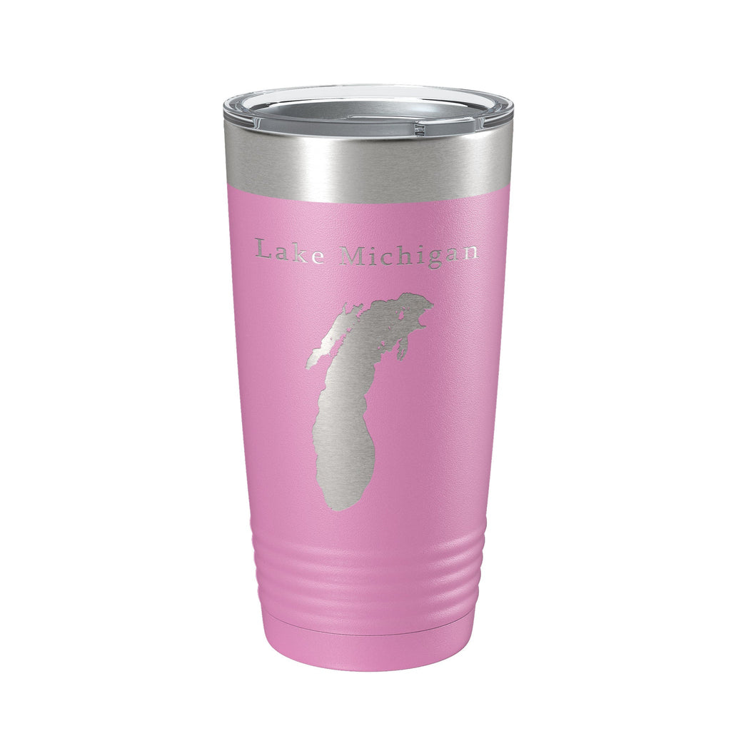 Lake Michigan Map Tumbler Travel Mug Insulated Laser Engraved Coffee Cup Illinois Wisconsin Indiana Michigan 20 oz