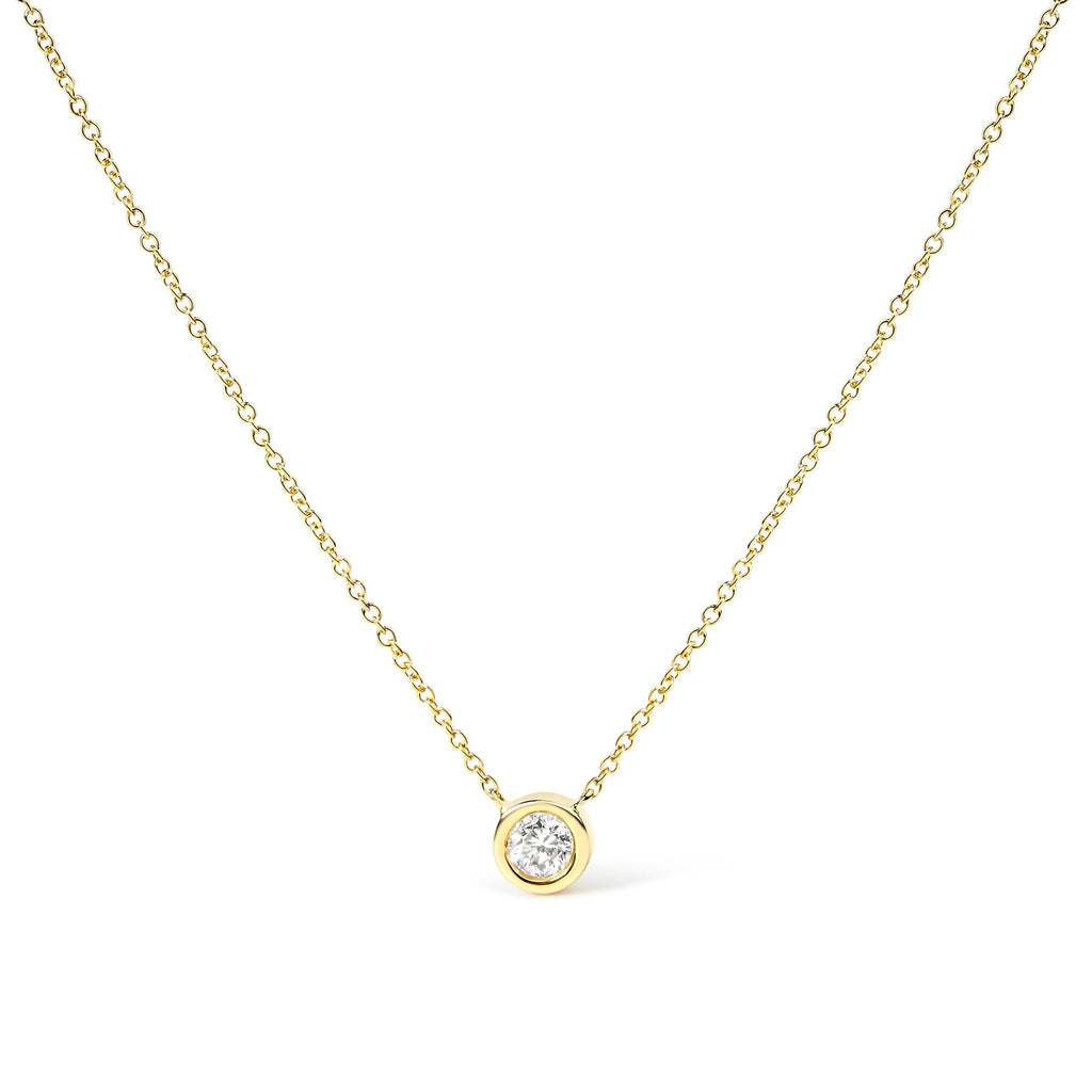 14K Gold Lab Grown Diamond Modern Bezel-Set Solitaire 16"-18" Pendant Necklace (F-G Color, VS2-SI1 Clarity)