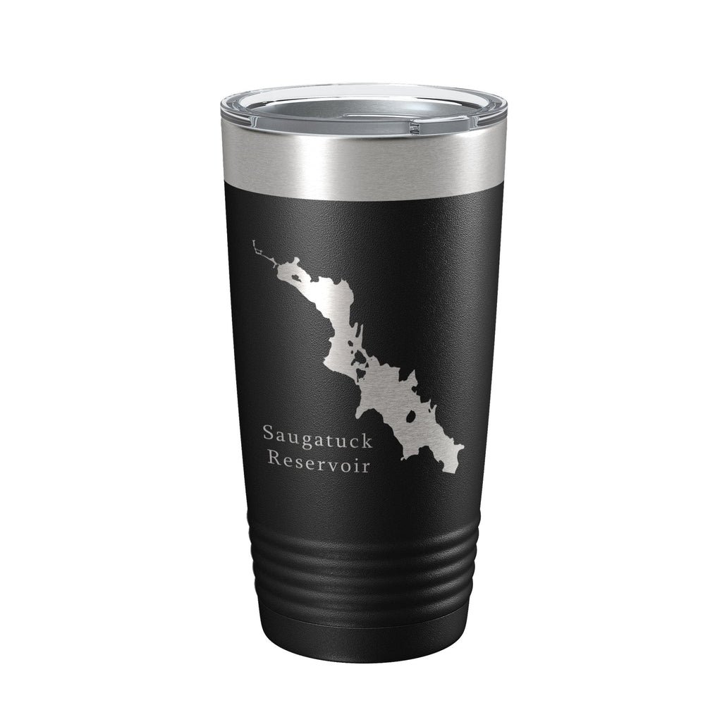 Saugatuck Reservoir Tumbler Lake Map Travel Mug Insulated Laser Engraved Coffee Cup Connecticut 20 oz